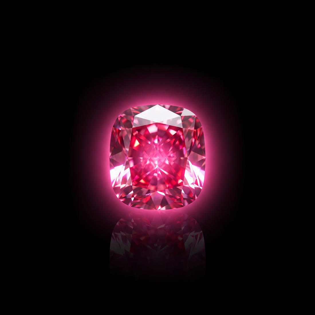 The Levant Star — a 212 carat fancy vivid pink diamond glowing in darkness